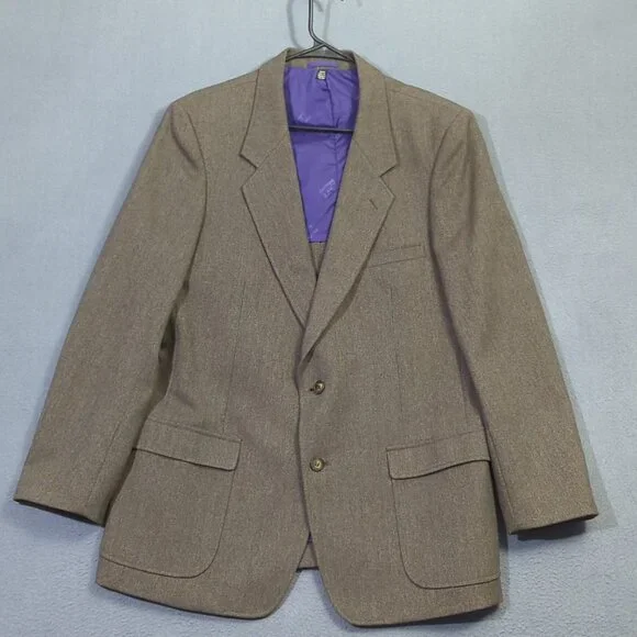 Patagonia VTG Sports Coat Men's 44R Brown Half Lined Herringbone Tweed Stretch - Picture 2 of 16
